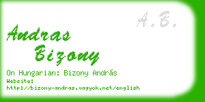 andras bizony business card